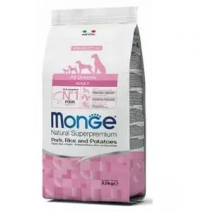 Monge Maiale Riso E Patate Cibo Secco Per Cani Adulti Sacco 2,5 Kg