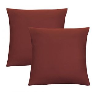 Biberna 0077144 de taies d'oreiller en jersey 100% coton avec fermeture &Eacute;clair, Lot de 2, 40 X 40 cm Rouille, 27 x 18 x 2 cm