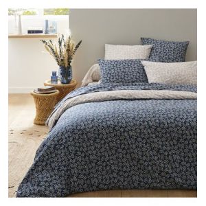 Origin Housse de couette en lyocell bleu et beige 140x200