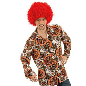 Ruedelafete Chemise Vintage 70's orange homme, taille L