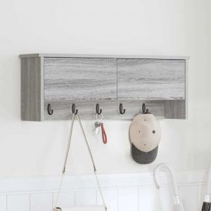 VidaXL Porte-manteau mural avec &eacute;tag&egrave;re Montage mural avec stockage avec porte Sonoma gris 80 x 20 x 30 cm