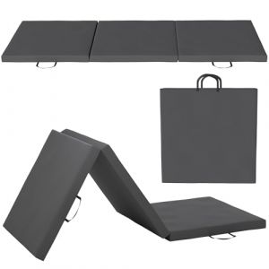 Homcom Tapis de gymnastique - pliable en 3 panneaux - avec poignées - revêtement synthétique - 180 x 60 x 5 cm - gris