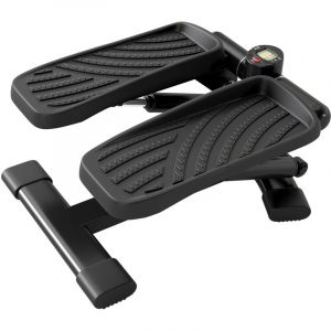 Mini stepper fitness disque de torsion de la taille 2 en 1 - SPORTNOW - grandes p&eacute;dales antid&eacute;rapantes, &eacute;cran LCD, hauteur r&eacute;glable