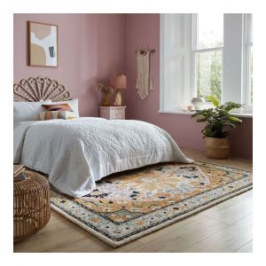 Image de Flair Rugs - Tapis laine oriental rectangle &agrave; poils ras Dahlia Jaune 160x230 - Jaune