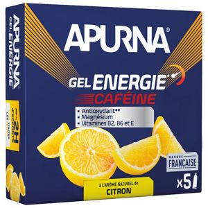 Apurna Lot de 5 gels énergétiques citron caféine passage difficile