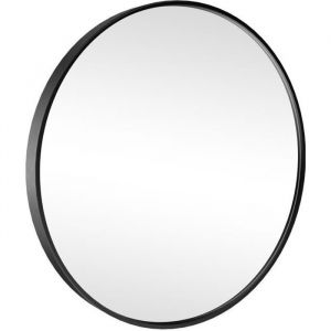 COSTWAY Miroir Mural HD Rond 60 CM Scandinave Cadre Noir en Al ini pour Entr&eacute;e, Salle de Bain, Salon, Noir