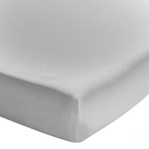 Essix Drap housse en coton lavé gris 90x190 cm Soft Line