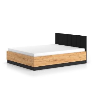 Petits-meubles - Lit coffre 160x200 sommier inclus Solal Bois et Noir