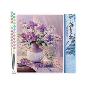 Figured'Art Peinture par Numéro Adulte Vase pourpre élégant - Activité Manuelle Kit de Loisir Créatif DIY Numéro d'Art Complet - 40x50cm sans châssis en bois