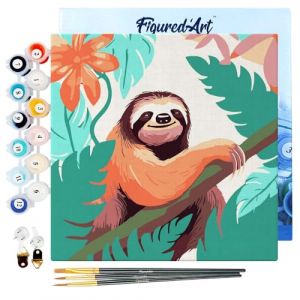 Mini peinture au numéro : Paresseux Tropical - toile tendue sur chassis