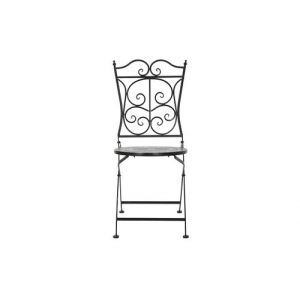 Pegane Lot de 2 chaises de jardin noir en fer forgé - Largeur 39 x Hauteur 93 x Profondeur 50 cm