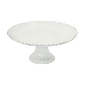 Image de Plat à gâteaux sur pied Pearl grès blanc Ø28 cm