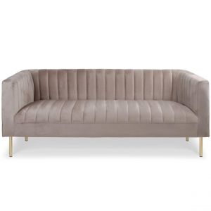 Menzzo Canapé moderne 3 places à coutures verticales velours taupe