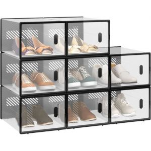 Boîte à Chaussure Lot de 8. Meuble Rangement Chaussure Transparente. Empilable. avec Couvercle Frontal - Woltu