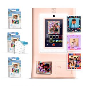 HP Sprocket Photomaton Machine Imprimante Photo Instantanée Couleur (Rose) Paper Bundle + Papier Photo Zink 3,5 x 4,25” Autocollant (300 Feuilles)