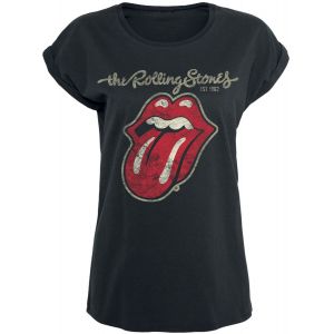 T-Shirt Manches courtes de The Rolling Stones - Langue Usée - S à XXL - pour Femme - noir