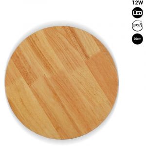 Barcelona led Applique murale en bois circulaire 'Lune' - 12W - &oslash; 20cm - Blanc Chaud