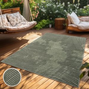 Paco Home Tapis Exterieur Terrasse Salon Cuisine Motif Scandinave Motif Boho Uni 120x170 cm, Vert 2