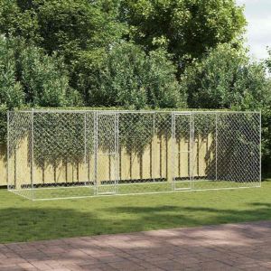 VidaXL Cage Pour Chien Argent 600 X 200 X 200 Cm Acier Galvanis&eacute;