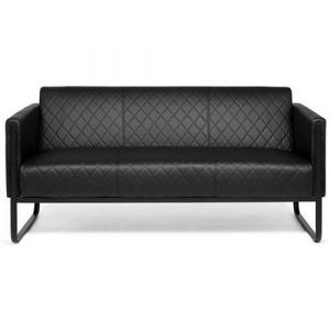 hjh OFFICE Canapé lounge ARUBA BLACK châssis noir simili-cuir 3 places noir