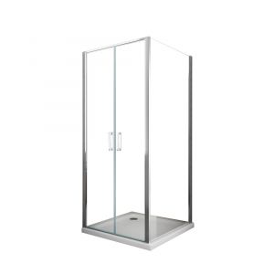 Douche de 6 mm avec un paroi fixe laterale et porte type saloon 97,5-100 fixe x 72-75 saloon