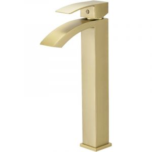 LERIO XL Robinet mitigeur haut bec cascade or brossé - Salle de bain