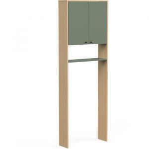 Demeyere Colonne sanitaire / WC - Vert et chene - 2 portes - L64 x P20 x H186 cm - ELISA