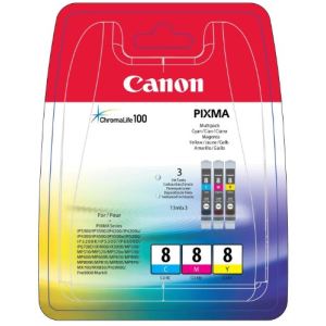 Canon 0621B029 - 3 Cartouches d'encre n°8 cyan, jaune et magenta