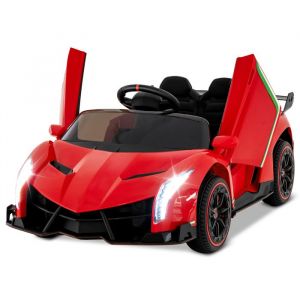 Lamborghini Voiture &Eacute;lectrique 12v/7 Ah Pour Enfants, T&eacute;l&eacute;commande 2.4 G, Portes Hydrauliques, Led, Klaxon, Mp3, Usb 3-8 Ans Rouge