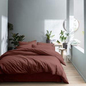 Matt & Rose Parure de lit unie en coton lavé Lie De Vin 240x220+2x65x65cm