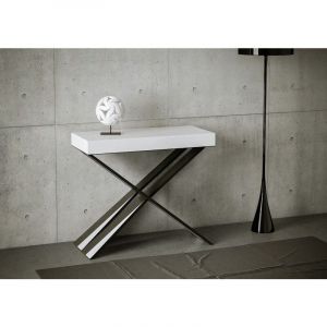 Console extensible 90x40/300 cm Diago Premium Fr&ecirc;ne Blanc structure Anthracite