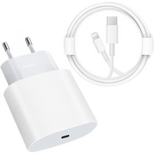 Chargeur Rapide 20w + C&acirc;ble 1m Usb C Pour Iphone 14/14 Plus/14 Pro/14 Pro Max/13/12/11/Se/Ipad Pro