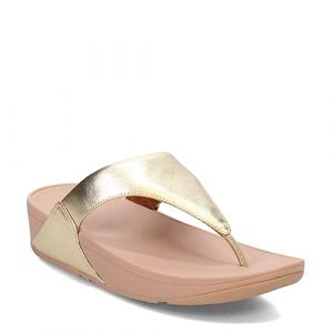 FitFlop Femme Lulu Leather Toepost Tongues, Platino, 38 EU