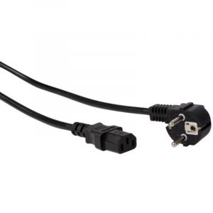 Perel C&acirc;ble d'alimentation, H05VV-F 3G1, 1.5 m, 10 A/230 V, 2500 W, Type E/F 90&deg; vers C13, Usage int&eacute;rieur, PVC, Noir