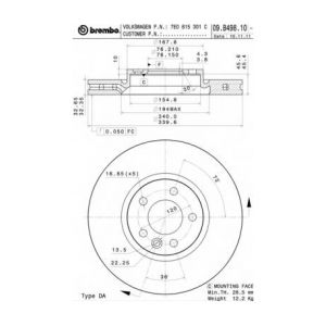 Brembo 1 Disque de frein 09.B498.10