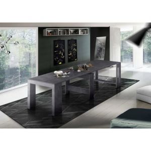 Table à rallonge Dguigo, Console extensible jusqu'à 12 places, Table avec support d'extension, 100% Made in Italy, cm 51/300x90h77, Slate Grey - Dmora