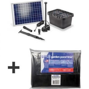 Kit bassin complet 2500l max, avec liner et pompe solaire 1300L-20W filtre immergé