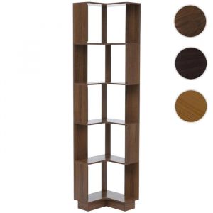 Mendler Biblioth&egrave;que d'angle HWC-P53, &eacute;tag&egrave;re d'angle, &eacute;tag&egrave;re sur pied, &eacute;tag&egrave;re de salon, 5 niveaux, MDF m&eacute;lamin&eacute;, 175 x 40 x 40 cmmarron