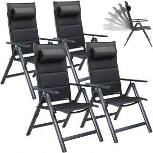 4x Chaises de jardin Bern Premium anthracite dossier haut