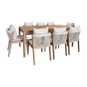 Now's Home Salon de jardin table et 8 chaises en acacia, fidji