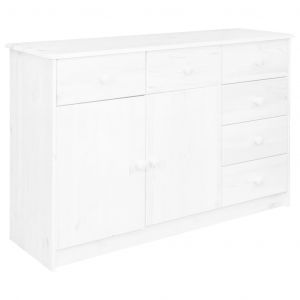 VidaXL Buffet 6 tiroirs Blanc 113x35x73 cm Bois de pin massif