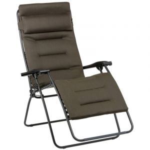 Fauteuil Relax Transat Jardin - Chaise Longue Matelassé Zéro Gravité - Xl - Rsx Clip Xl - Aircomfort - Marron Taupe - Lafuma Mobilier