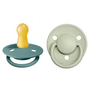 BIBS De Lux Natural Rubber Size 1: 0+ months t&eacute;tine Island Sea / Sage 2 pcs