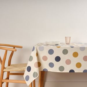 Nappe anti-taches en coton &agrave; pois multicolores 180x250 cm