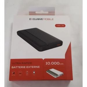 Image de Exclusive Mobile Batterie Externe 10.000mah Ultra Rapide Type-C Pd Noir Power Bank Pour T&eacute;l&eacute;phone
