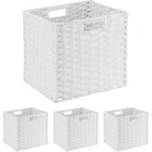 Relaxdays Panier Rangement, Lot de 4, Superbe Design, pour Vos vêtements, H x L x P : 31 x 32 x 30 cm, Blanc