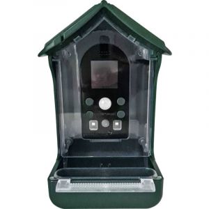 Berger & Schröter Mangeoire à oiseaux avec caméra 1080p et abreuvoir d'eau solaire 940 nm LED infrarouge automatique pour enregistrement vidéo/photo des oiseaux, détection de mouvement, vision