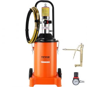 VEVOR Pompe à Graisse Pneumatique Rapport de Pression 50:1 Pompe à Seau de Graisse Pneumatique 12 L Pistolet à Graisse Pompe à Graisse Portable sur Roues avec Tuyau 4 m Buse 360° Raccord NPT Standard