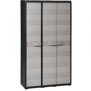 VidaXL Armoire de rangement de jardin avec 4 &eacute;tag&egrave;res Noir et gris