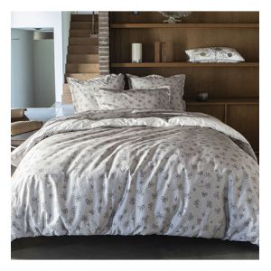 Alexandre Turpault Housse de couette en satin de coton bio, Quatre Feuilles Blanc